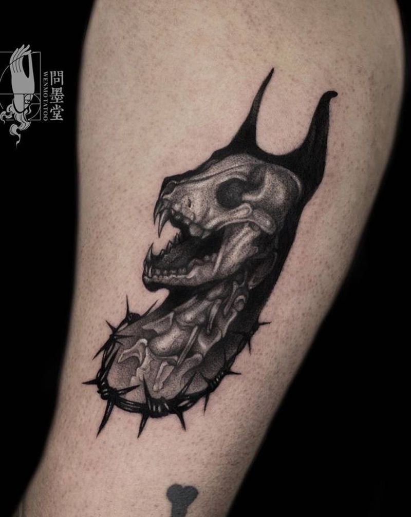 暗黑X光纹身图片_手臂暗黑纹身图案