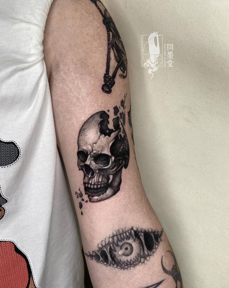 暗黑骷髅纹身图片_手臂暗黑纹身图案