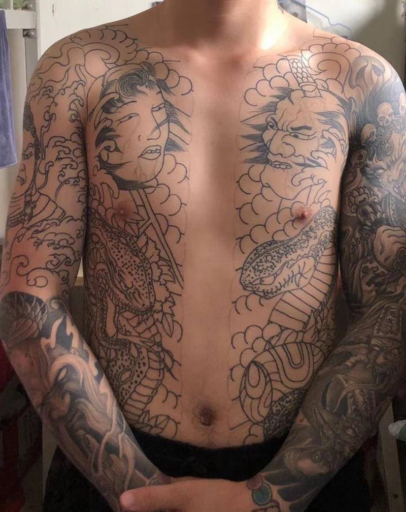 割线作品纹身图片_老传统纹身图案