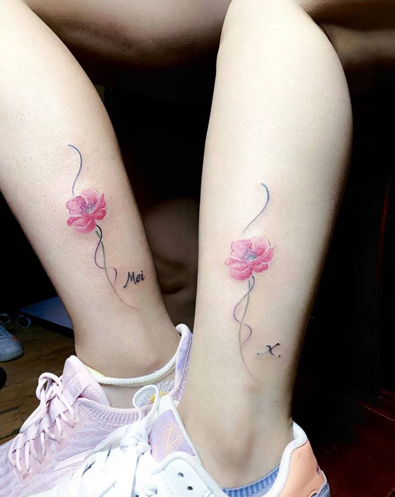 小清新纹身图片_腿部水墨纹身图案