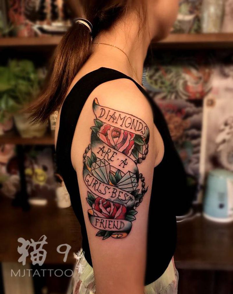 遮盖篇纹身图片_肩部手臂Old School纹身图案