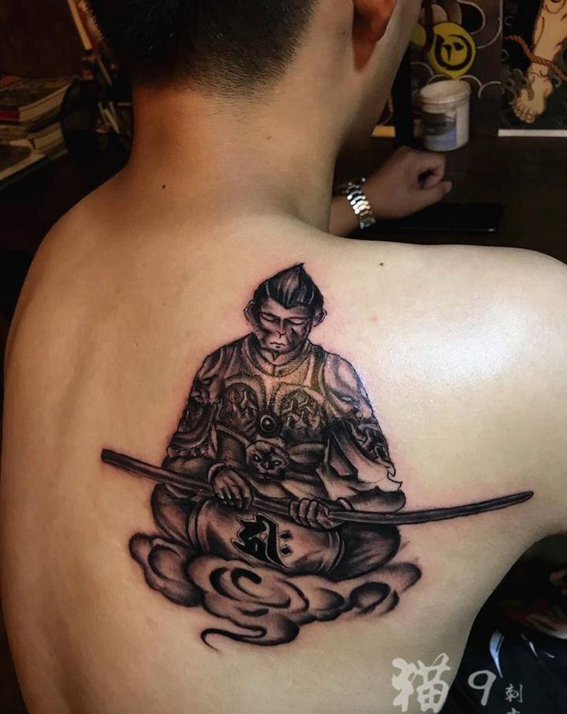 斗战圣佛f纹身图片_肩部新传统孙悟空斗战胜佛猴子纹身图案