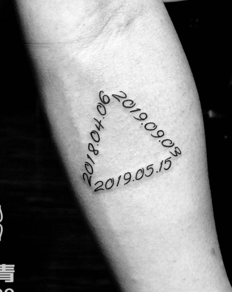 日期数字纹身图片_手臂数字纹身图案