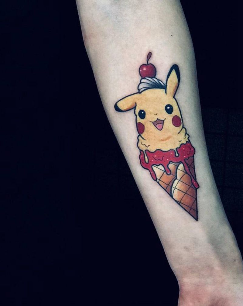 皮卡丘纹身图片_手臂Old School纹身图案