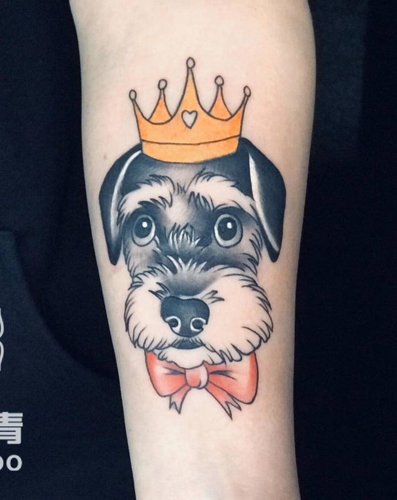 小狗狗纹身图片_手臂Old School纹身图案