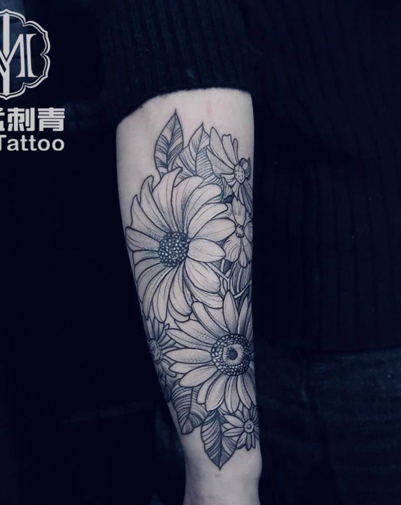 向日葵纹身图片_手臂纹身图案