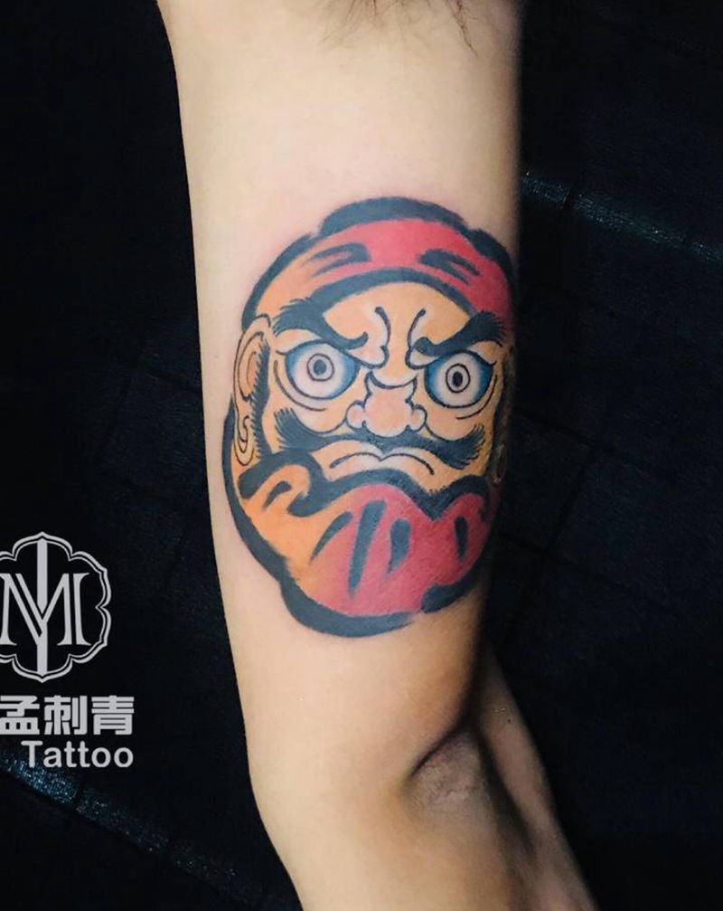 达摩蛋纹身图片_手臂新传统纹身图案