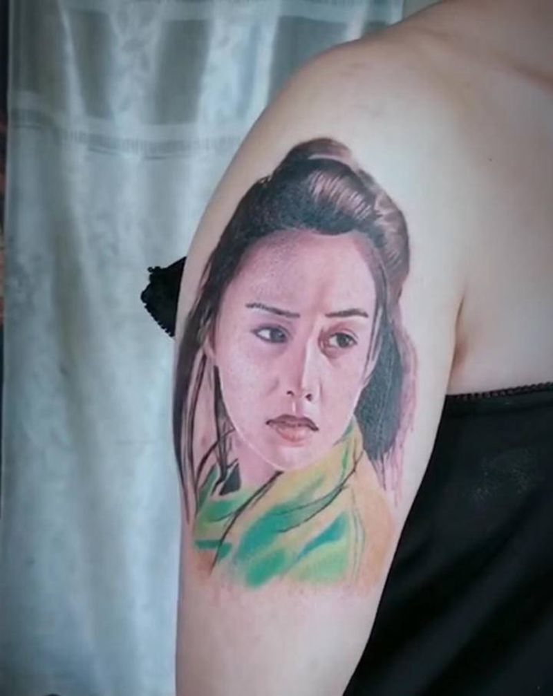 紫霞仙子纹身图片_手臂欧美写实纹身图案