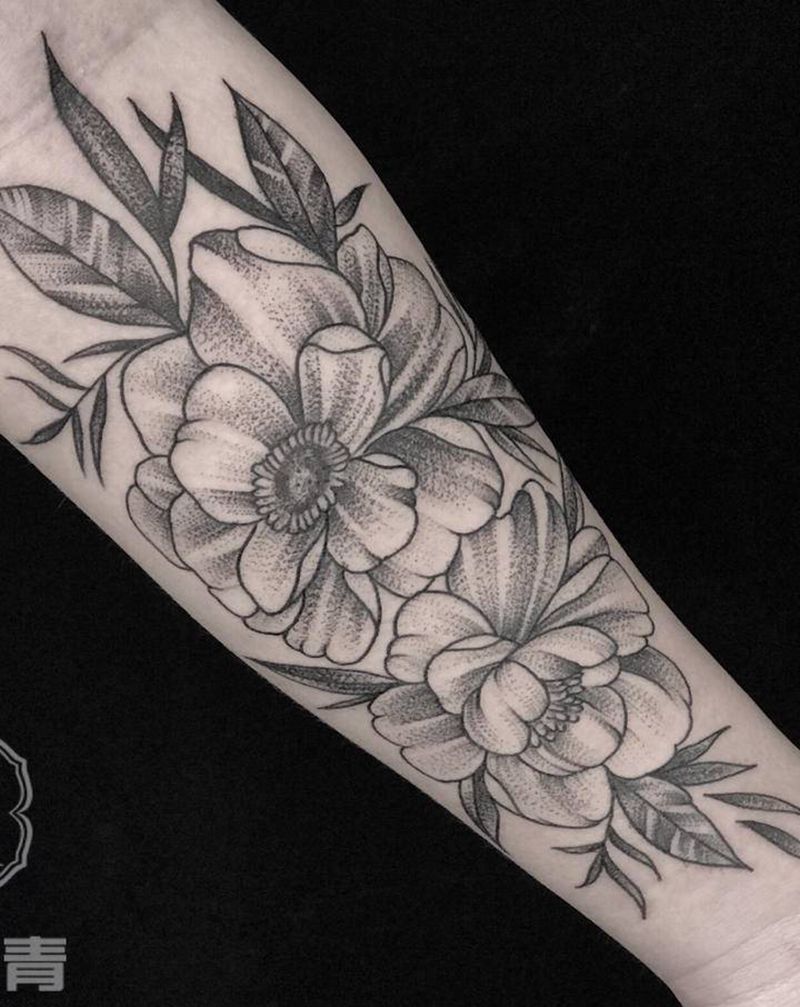 素花纹身图片_手臂素花纹身图案