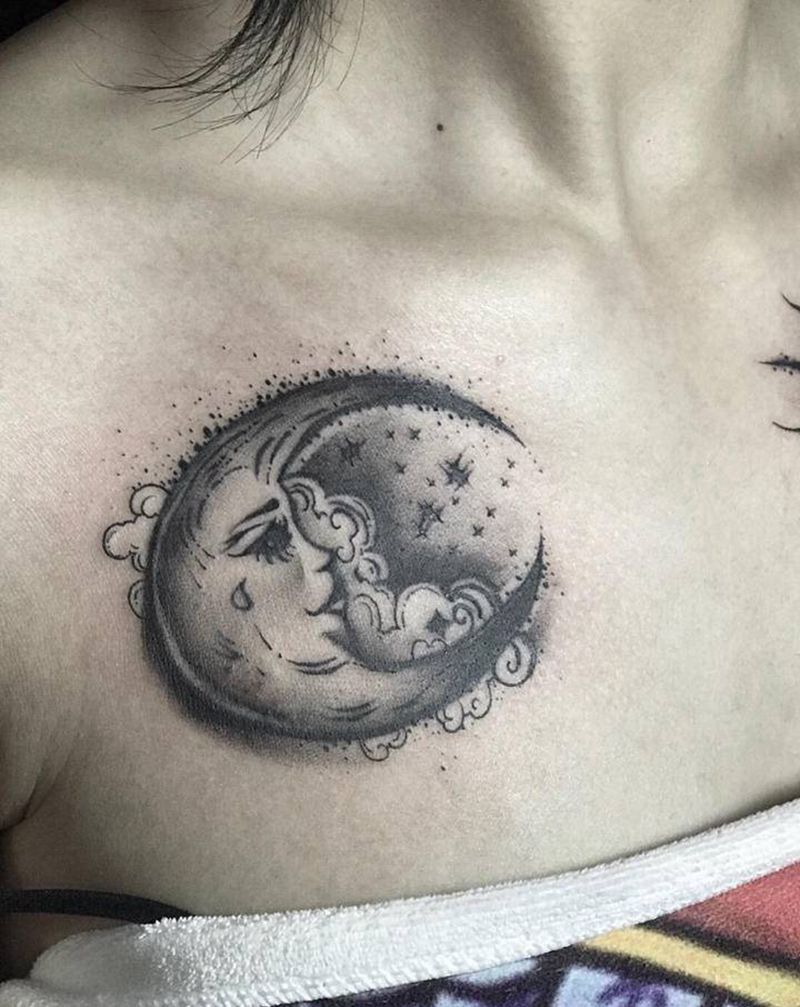 花胸修改纹身图片_胸部暗黑纹身图案