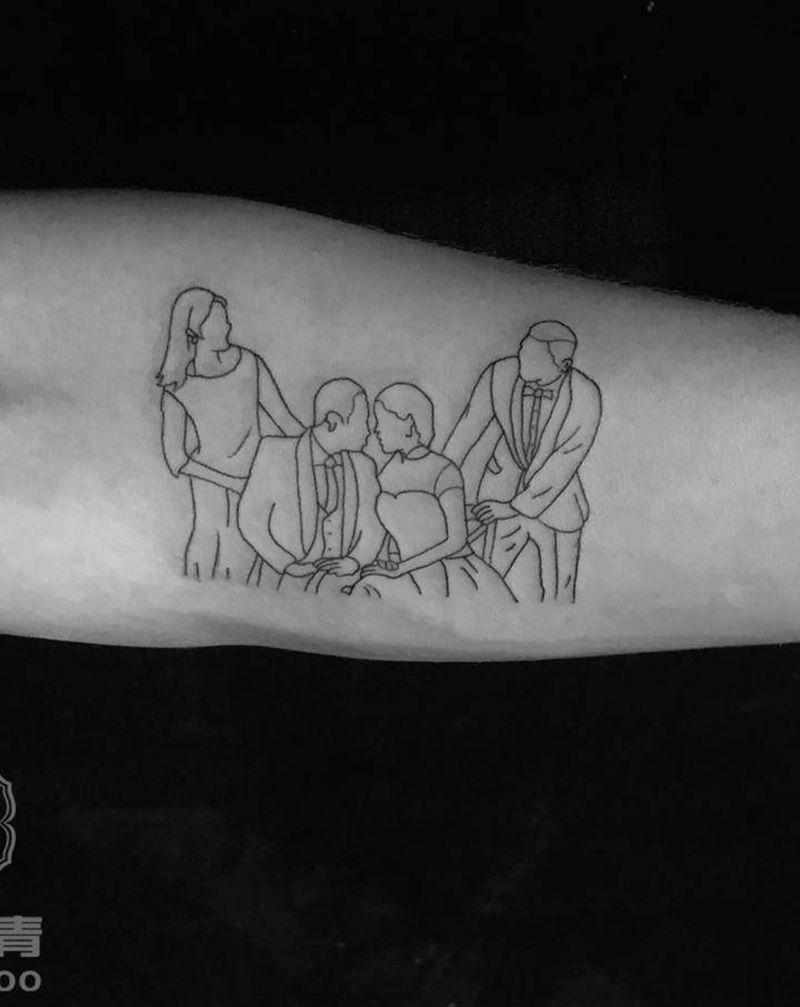 简笔画全家福纹身图片_手臂简笔画纹身图案