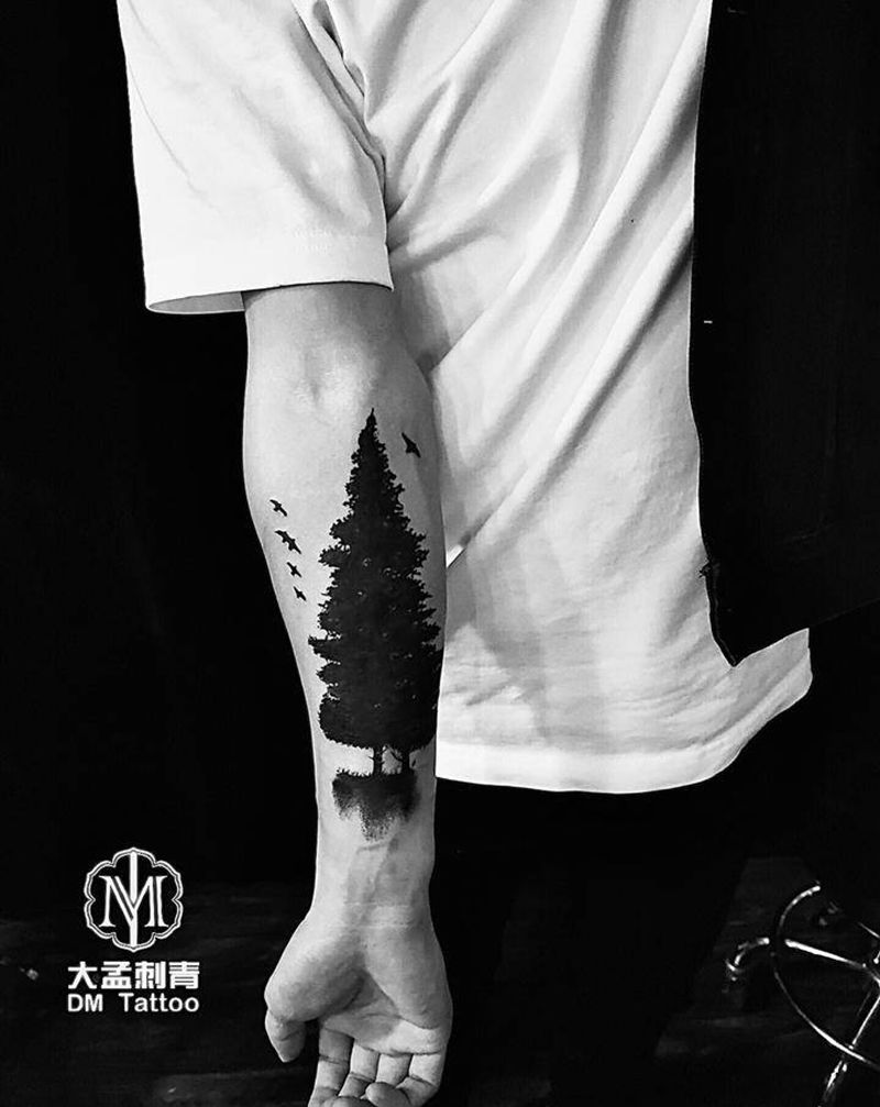 暗黑树纹身图片_手臂暗黑纹身图案
