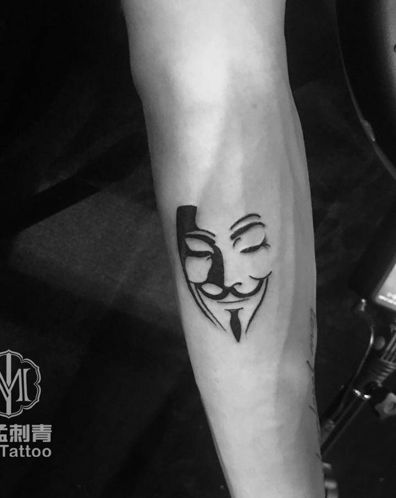 V字仇杀队纹身图片_手臂几何纹身图案