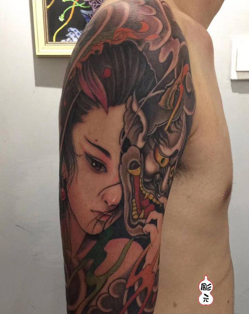 艺妓般若纹身图片_新传统老传统纹身图案
