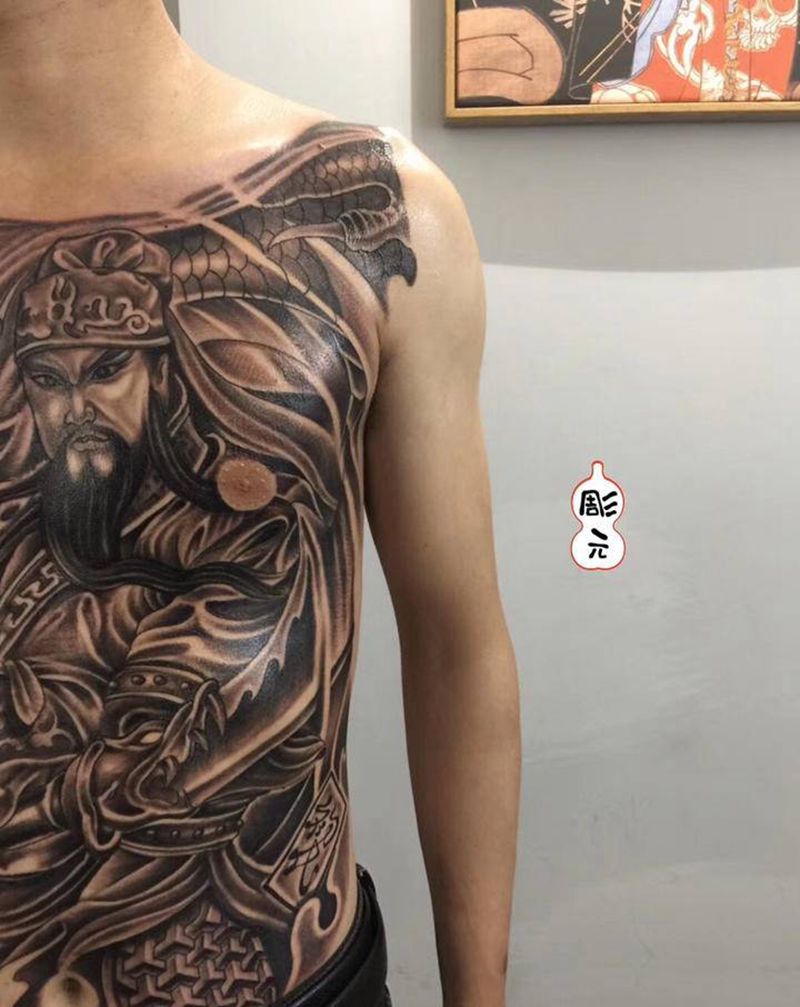 关公纹身图片_新传统纹身图案