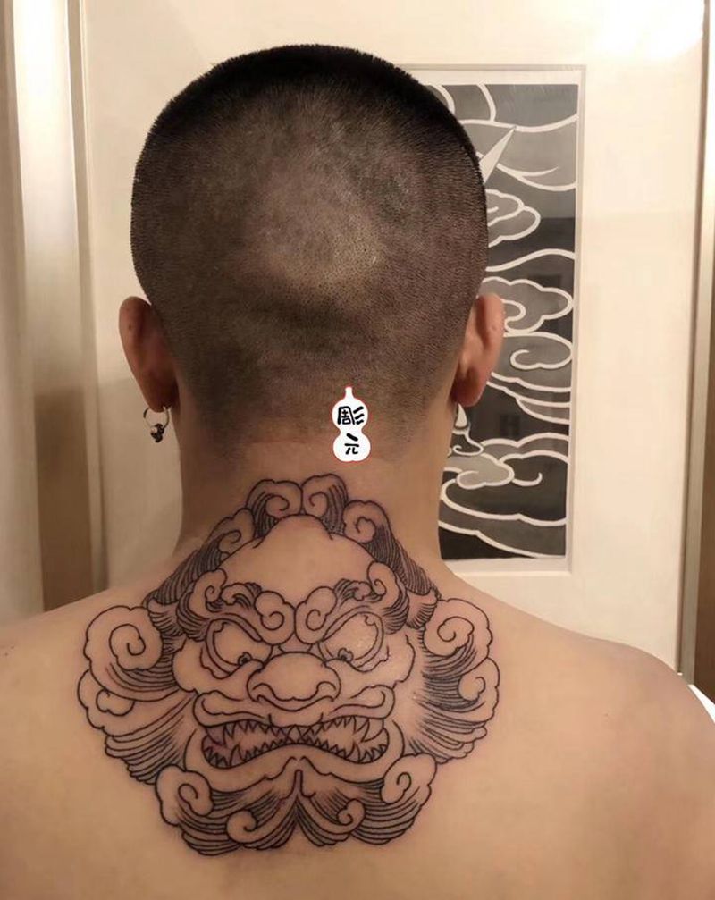 唐狮纹身图片_新传统纹身图案