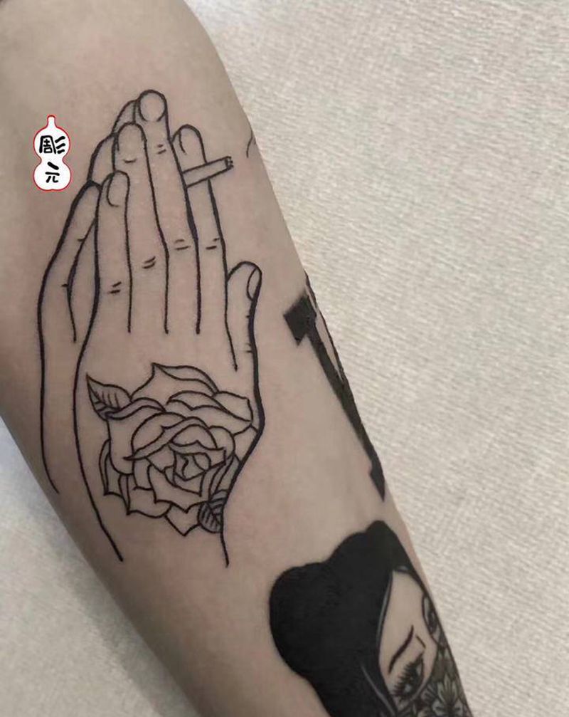 欧美小图拼接花臂纹身图片_Old School纹身图案