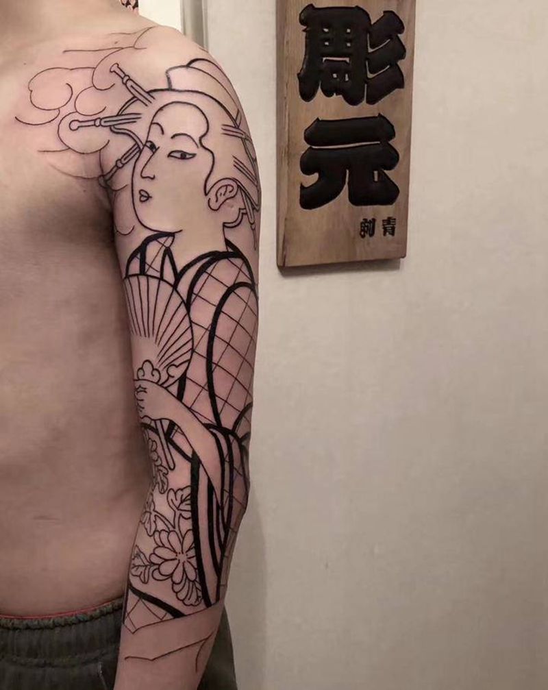 艺妓纹身图片_老传统纹身图案
