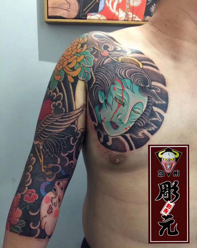 七分臂纹身图片_老传统纹身图案