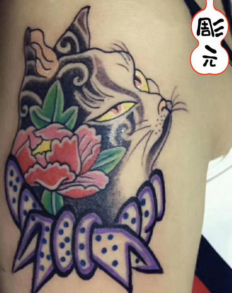 猫纹身图片_老传统纹身图案