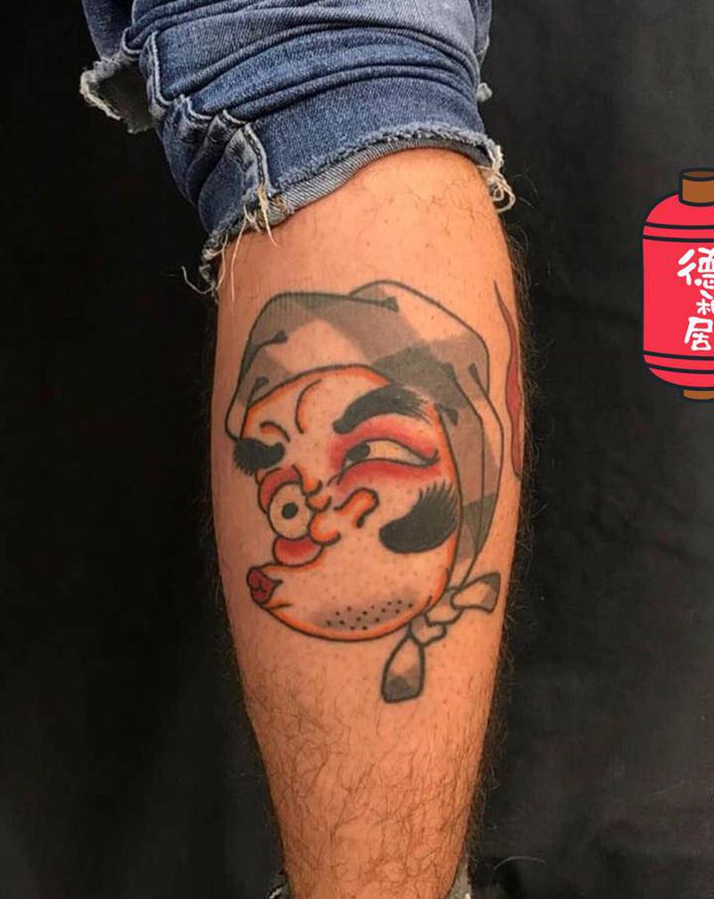 小腿火男纹身纹身图片_老传统纹身图案