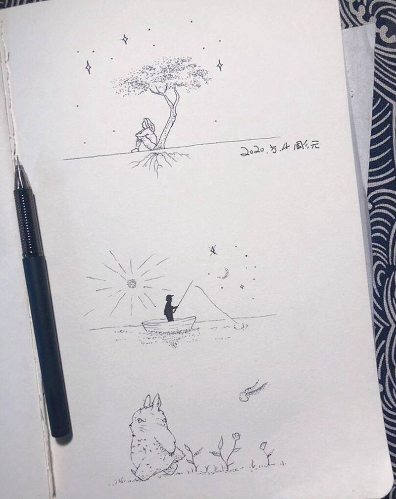 手稿纹身图片_点刺纹身图案