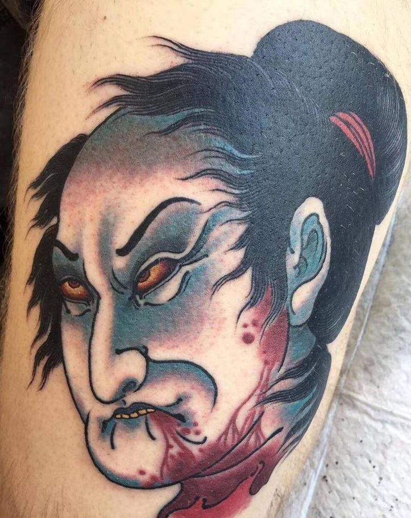 生首纹身图片_老传统纹身图案