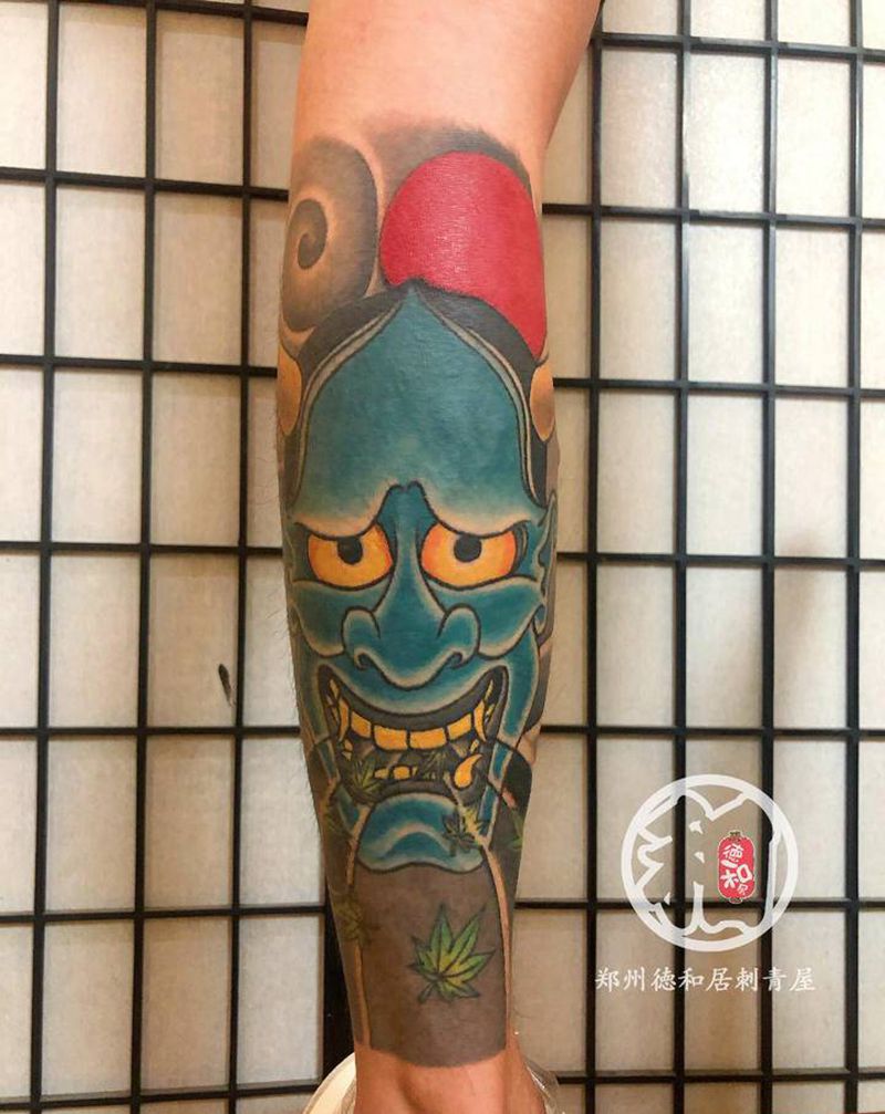 和风包小腿纹身图片_老传统纹身图案