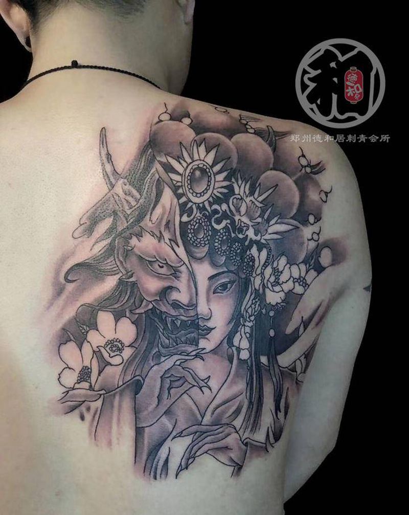 艺妓纹身图片_新传统纹身图案
