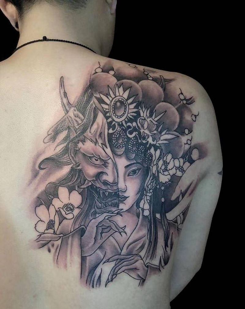 艺妓纹身图片_背部纹身图案