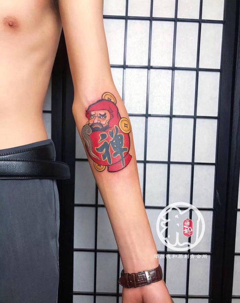 达摩纹身图片_老传统纹身图案