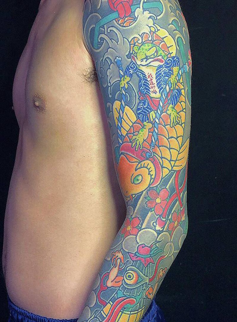 老传统花臂纹身图片_老传统纹身图案