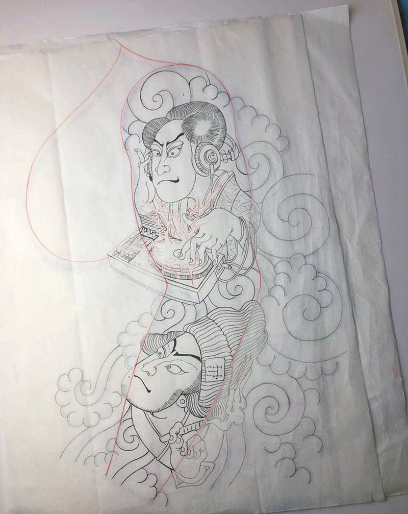 日式纹身图片_手臂老传统纹身图案