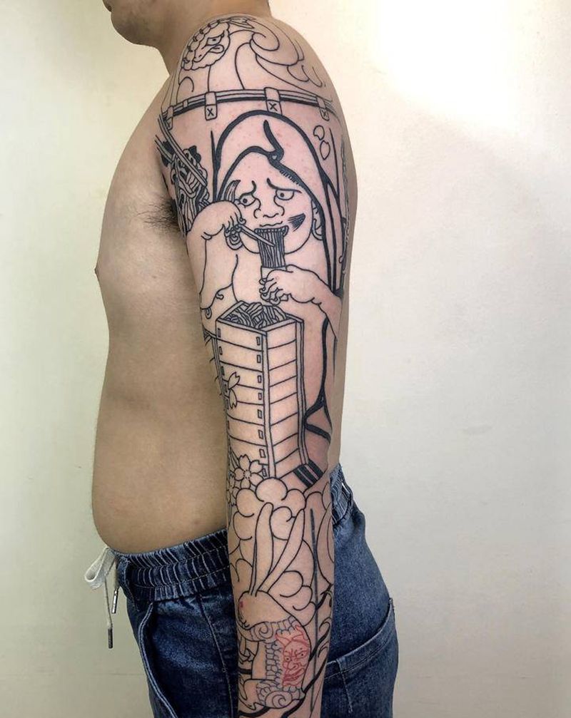 花臂纹身图片_老传统纹身图案