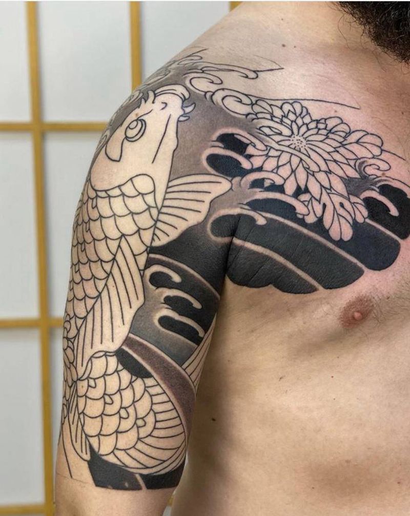 鱼纹身图片_老传统纹身图案