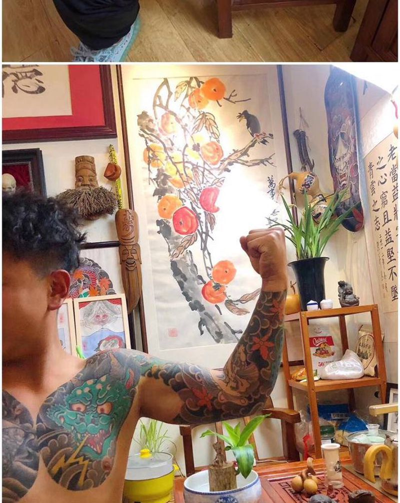 花臂纹身图片_手臂老传统纹身图案