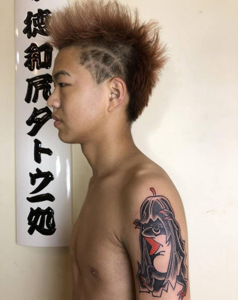 日式蛙纹身图片_手臂老传统纹身图案