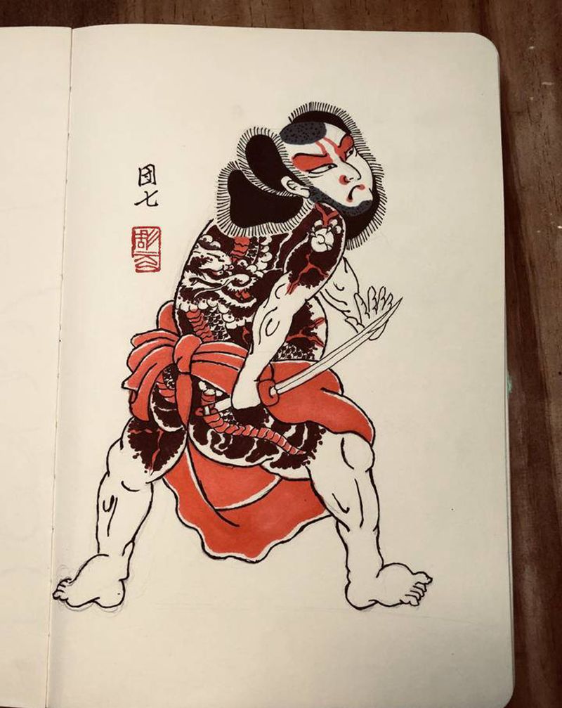 手稿纹身图片_老传统纹身图案