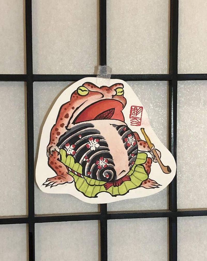 手稿蛙纹身图片_老传统纹身图案