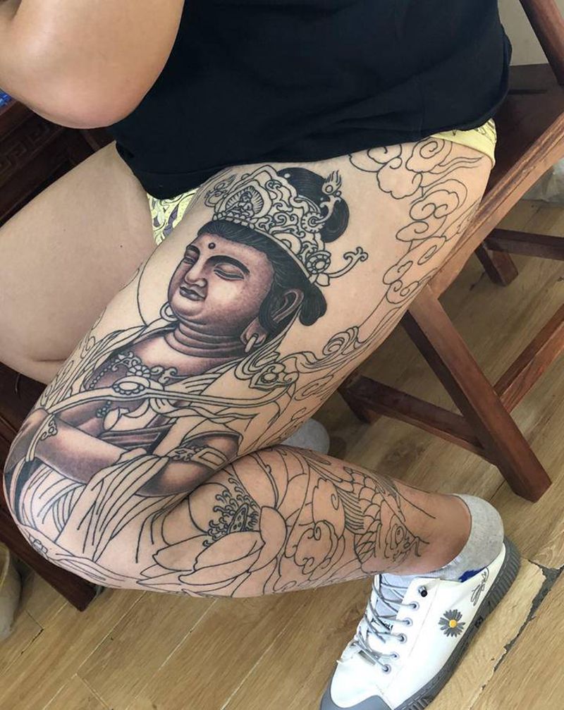 普贤菩萨纹身图片_新传统纹身图案