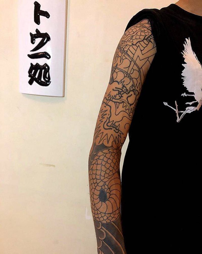 龙纹身图片_老传统纹身图案