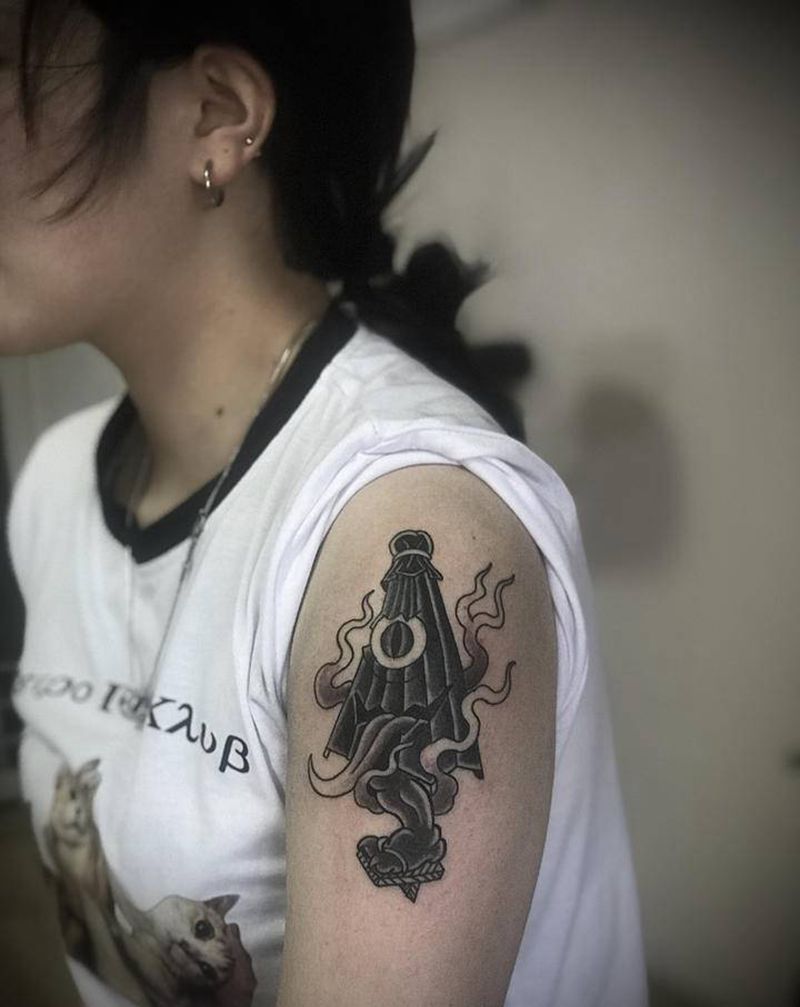 百鬼夜行之伞怪纹身图片_手臂老传统纹身图案