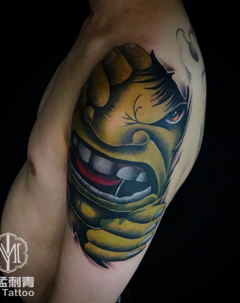 绿巨人遮盖旧图腾纹身图片_手臂纹身图案