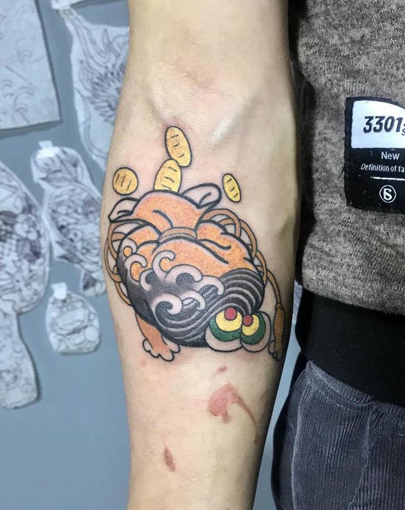 日式钱袋纹身图片_手臂老传统纹身图案