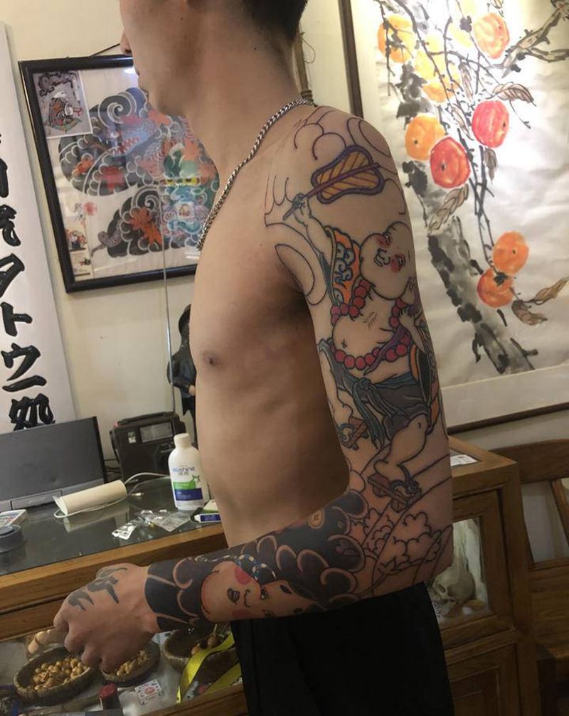 花臂纹身图片_手臂老传统纹身图案