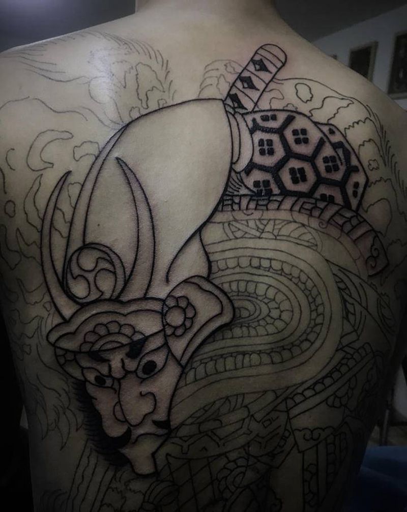 日式大满背进度…纹身图片_背部老传统纹身图案