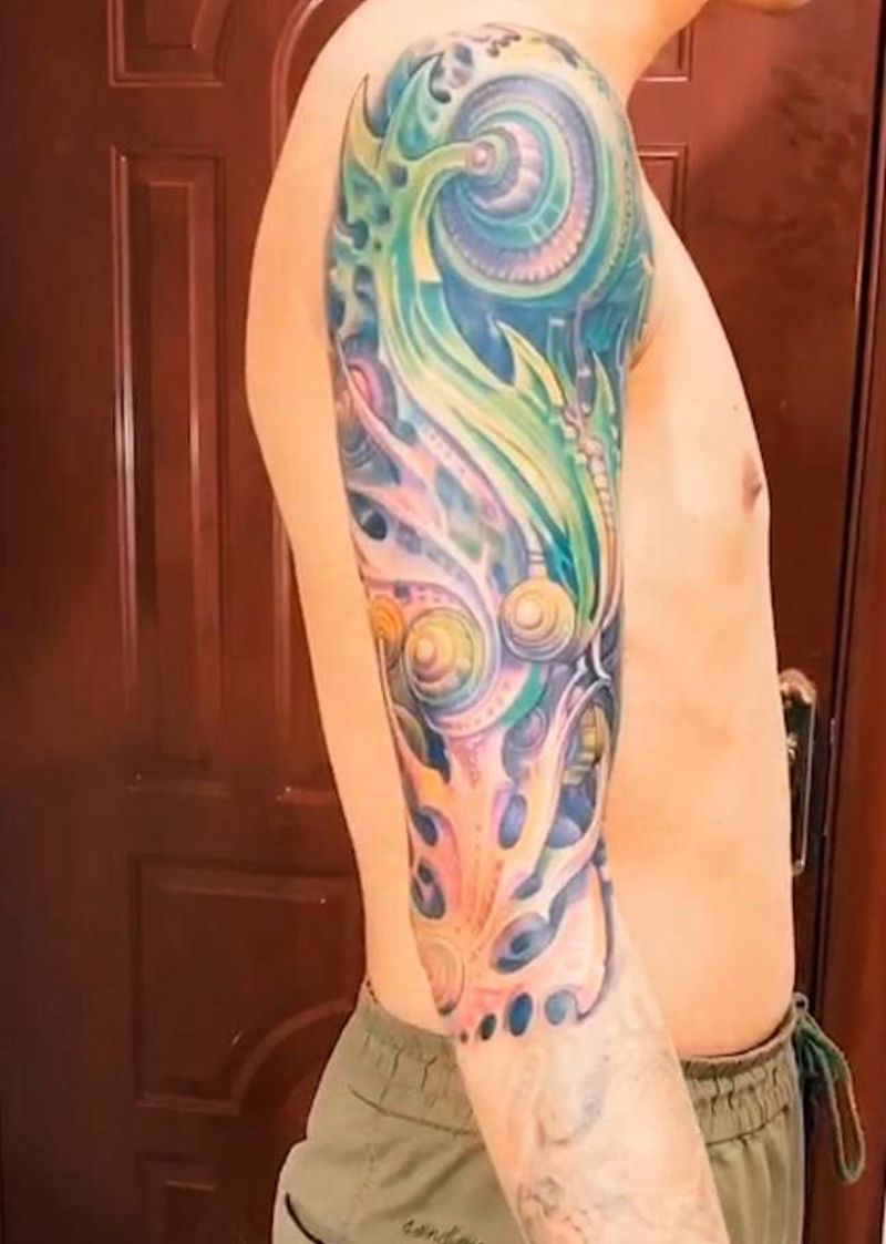 机械臂纹身图片_手臂欧美写实纹身图案