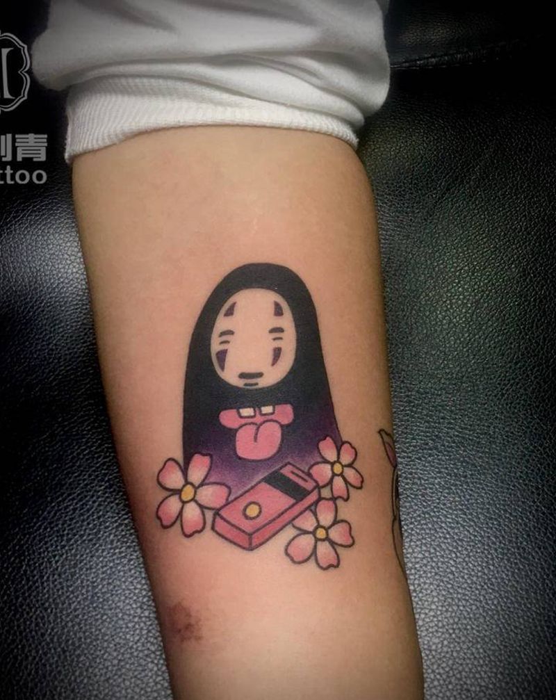 无脸男纹身图片_手臂Old School纹身图案