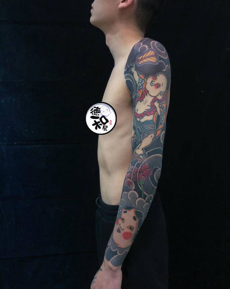 花臂纹身图片_手臂老传统纹身图案