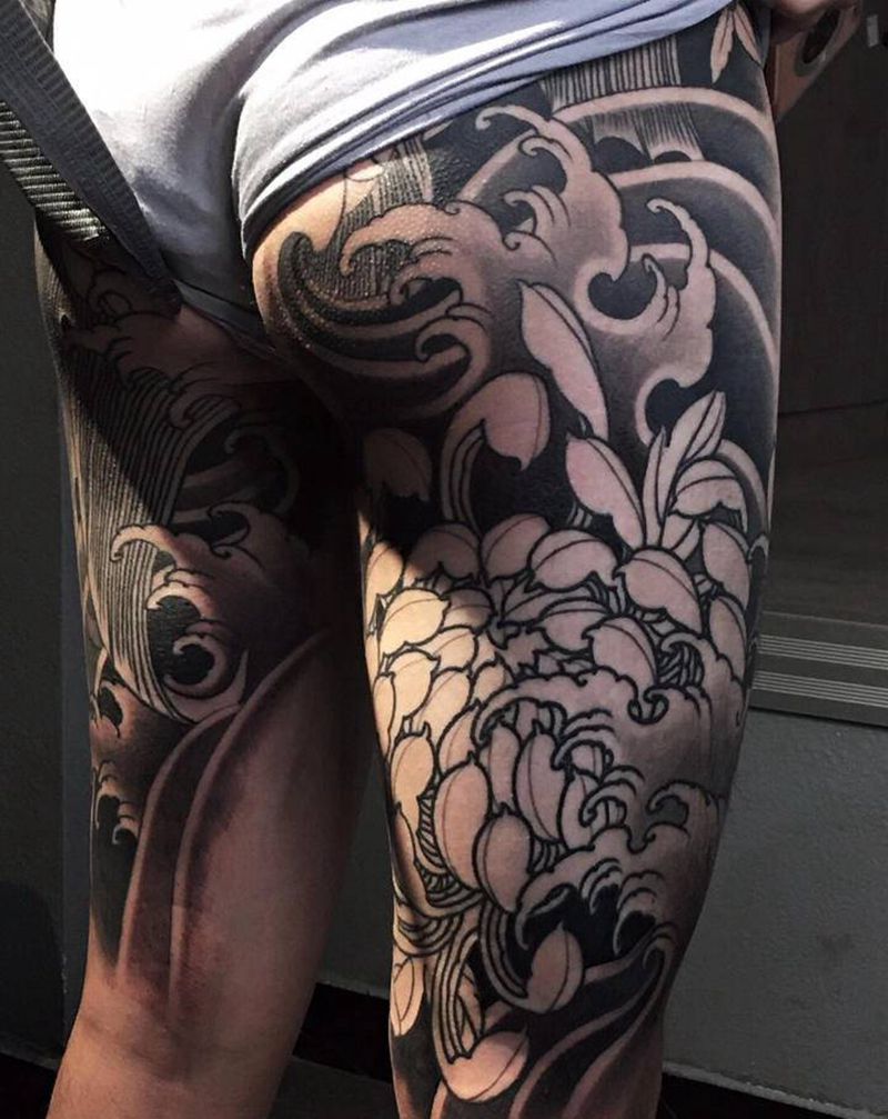 大腿完成！纹身图片_腿部纹身图案